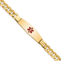 14K Medical Soft Diamond Shape Red Enamel Curb ID Bracelet-XM583CC-8