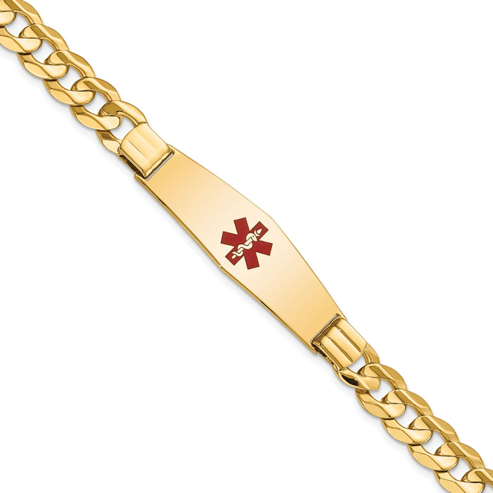 14K Medical Soft Diamond Shape Red Enamel Curb ID Bracelet-XM583CC-8