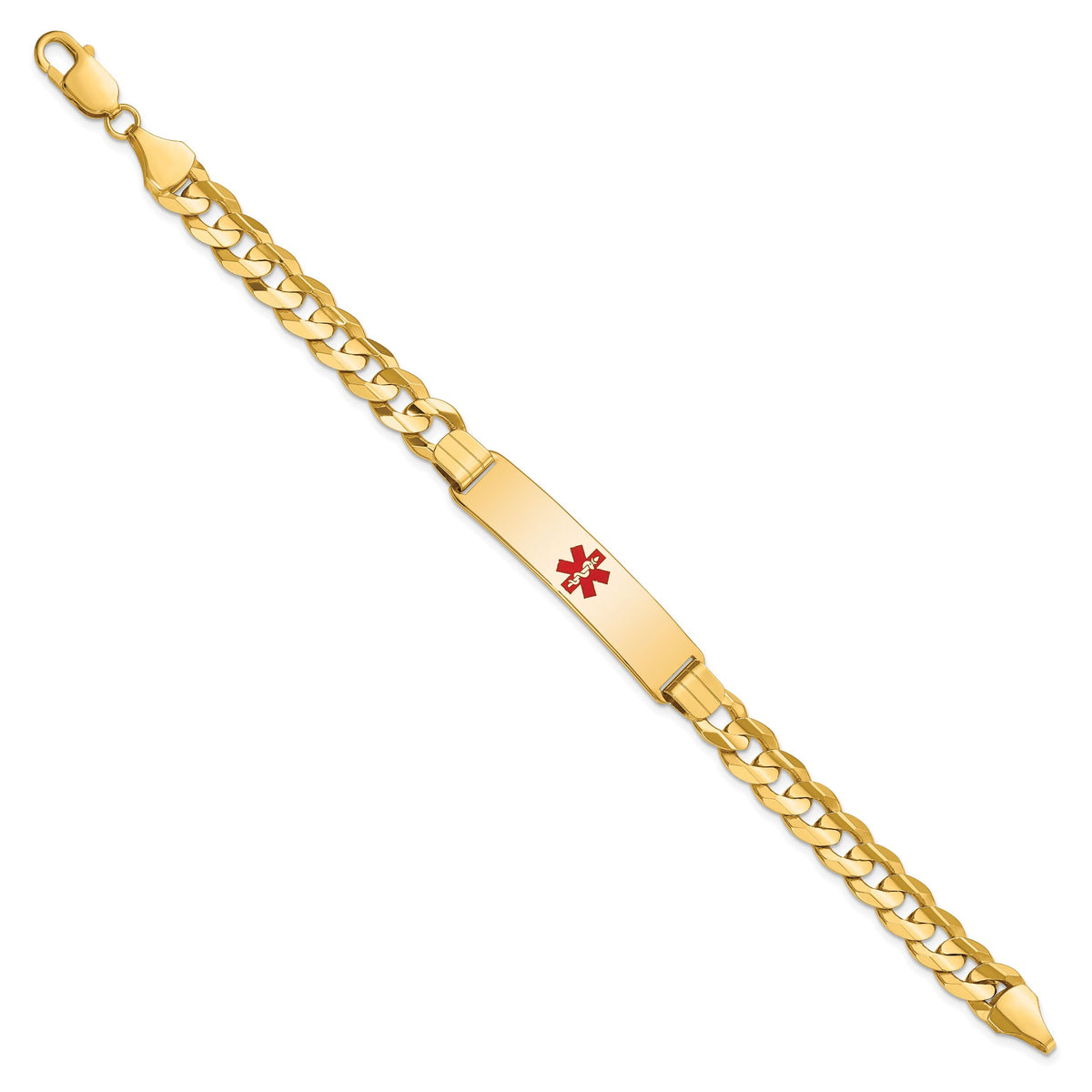 14K Medical Red Enamel Curb ID Bracelet-XM583CR-8