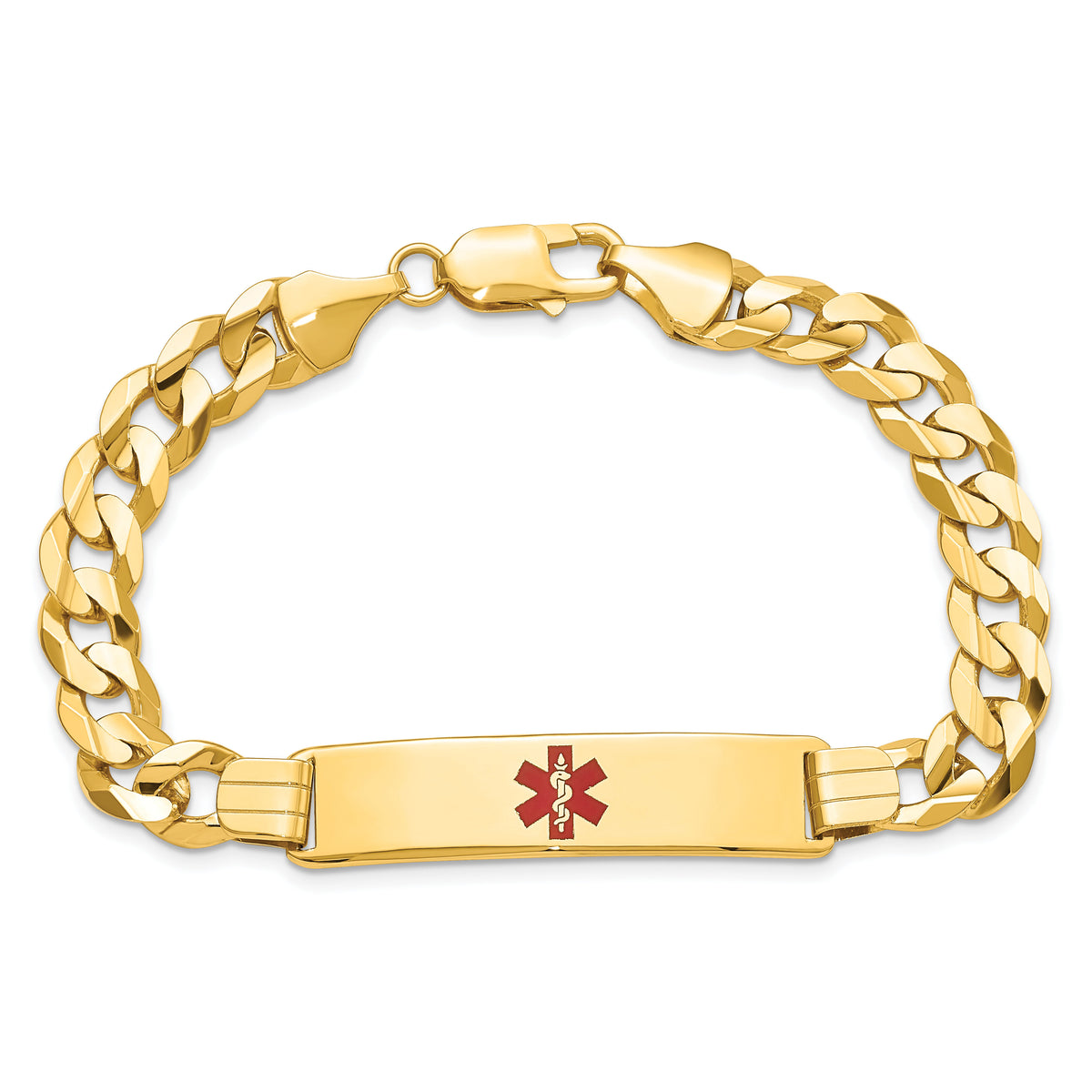 14K Medical Red Enamel Curb ID Bracelet-XM583CR-8