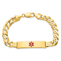 14K Medical Red Enamel Curb ID Bracelet-XM583CR-8