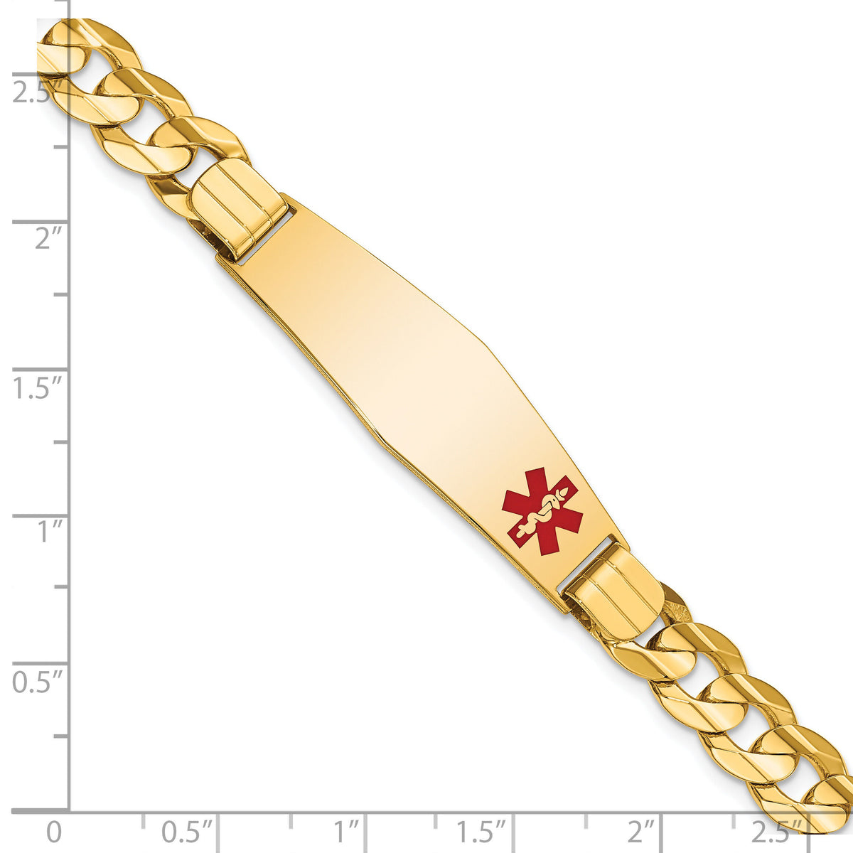 14K Medical Soft Diamond Shape Red Enamel Curb ID Bracelet-XM583FC-8