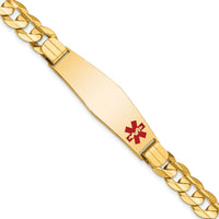 14K Medical Soft Diamond Shape Red Enamel Curb ID Bracelet-XM583FC-8
