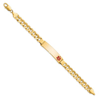 14K Medical Red Enamel Curb ID Bracelet-XM583FR-8