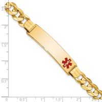 14K Medical Red Enamel Curb ID Bracelet-XM583FR-8