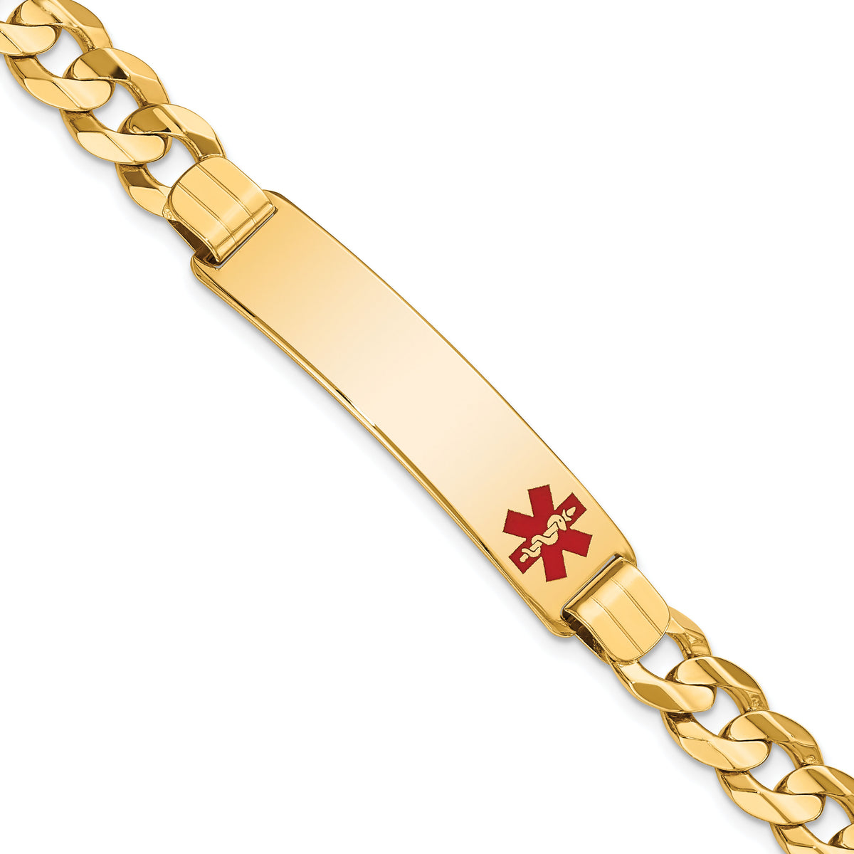 14K Medical Red Enamel Curb ID Bracelet-XM583FR-8