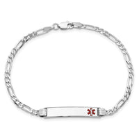 14K WG Medical Red Enamel Figaro Link ID Bracelet-XM584FRW-8