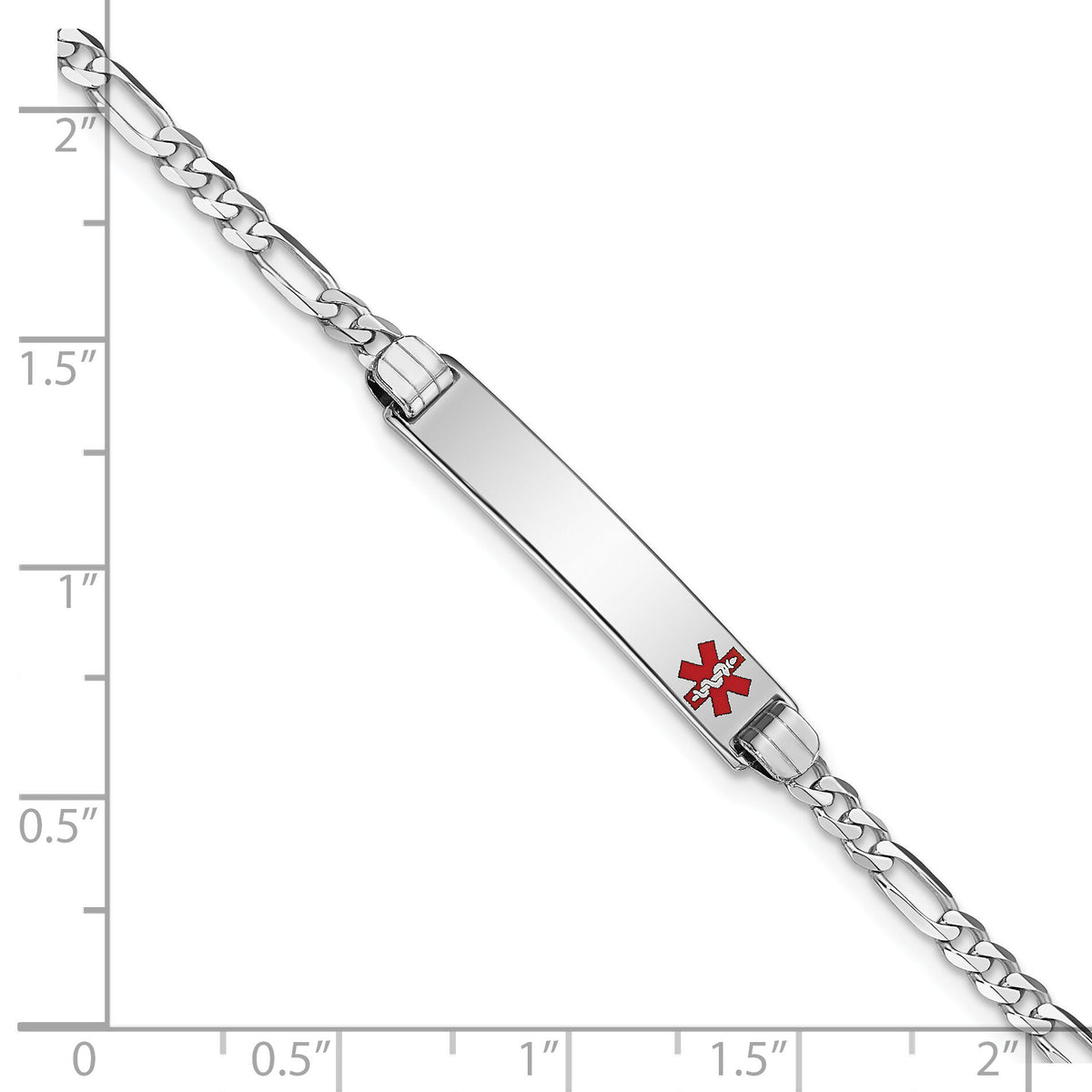 14K WG Medical Red Enamel Figaro Link ID Bracelet-XM584FRW-8