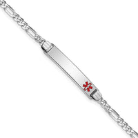 14K WG Medical Red Enamel Figaro Link ID Bracelet-XM584FRW-8