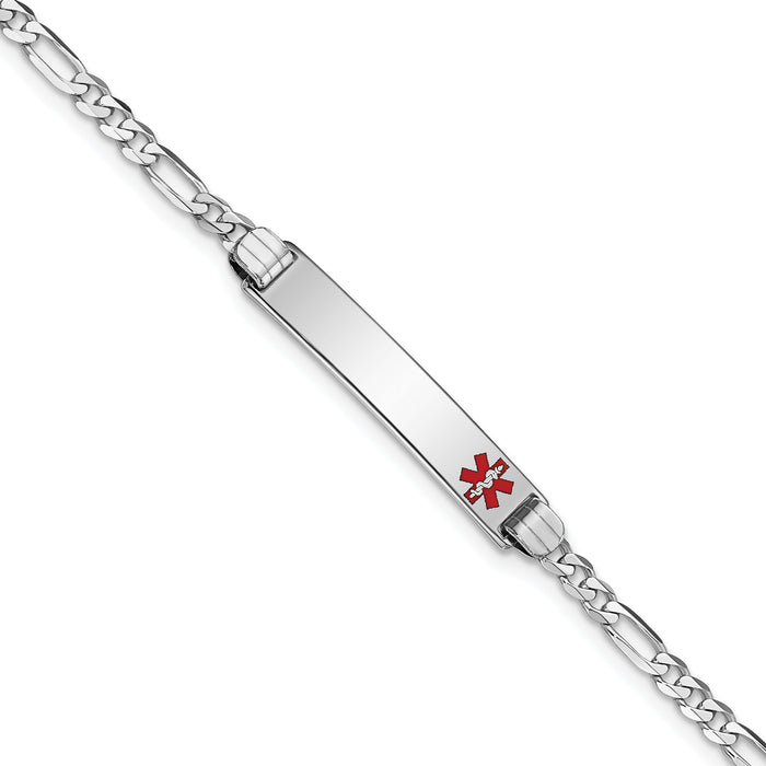 14K WG Medical Red Enamel Figaro Link ID Bracelet-XM584FRW-8