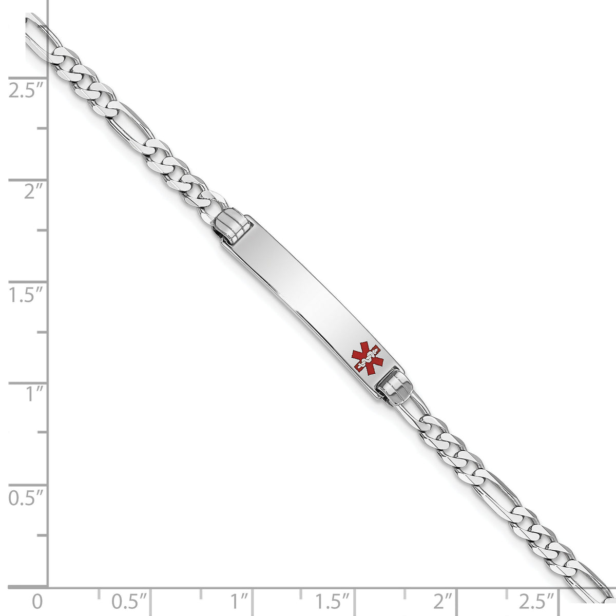 14K WG Medical Red Enamel Figaro Link ID Bracelet-XM585FRW-8