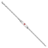 14K WG Medical Soft Diamond Shape Red Enamel Anchor Link ID Bracelet-XM588CCW-7
