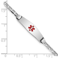 14K WG Medical Soft Diamond Shape Red Enamel Anchor Link ID Bracelet-XM588CCW-7