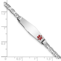 14K WG Medical Soft Diamond Shape Red Enamel Anchor Link ID Bracelet-XM588FCW-8