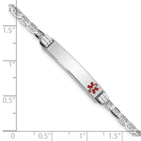 14K White Gold Medical Red Enamel Anchor Link ID Bracelet-XM588FRW-8