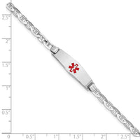 14K WG Medical Soft Diamond Shape Red Enamel Anchor Link ID Bracelet-XM589CCW-7
