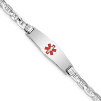 14K WG Medical Soft Diamond Shape Red Enamel Anchor Link ID Bracelet-XM589CCW-7