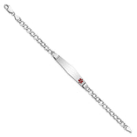 14K WG Semi-Solid Medical Soft Diamond Shape Red Enamel Cuban ID Bracelet-XM593FCW-7