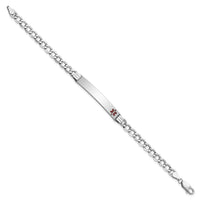 14K WG Semi-Solid Medical Polished Red Enamel Curb ID Bracelet-XM593FRW-8