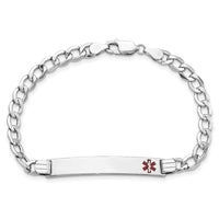 14K WG Semi-Solid Medical Polished Red Enamel Curb ID Bracelet-XM593FRW-8