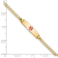 14k Medical Soft Diamond Shape Red Enamel Curb ID Bracelet-XM596CC-6