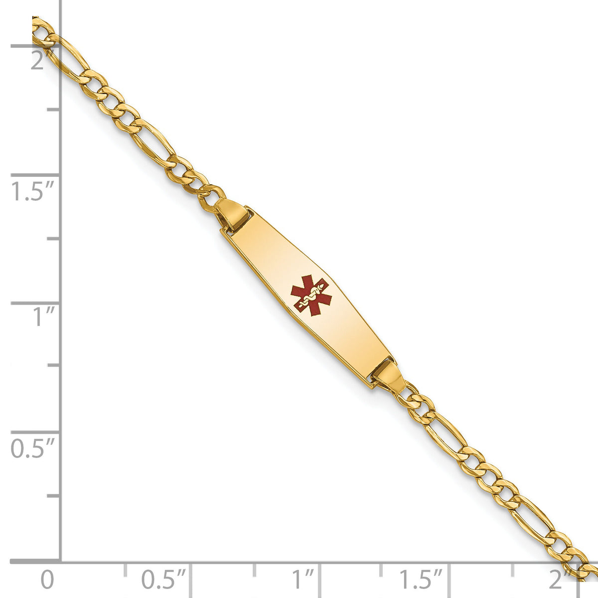 14k Medical Semi-Solid Soft Diamond Shape Red Enamel Figaro ID Bracelet-XM598CC-7