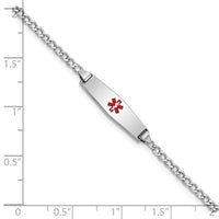 14k WG Medical Semi-Solid Soft Diamond Shape Red Enamel Cuban ID Bracelet-XM603CCW-7
