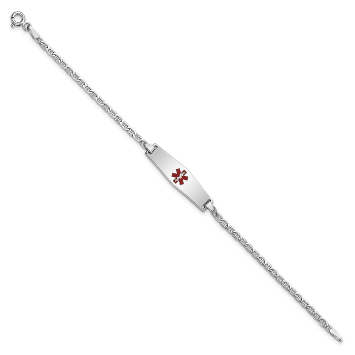14k WG Medical Semi-Solid Soft Diamond Shape Enamel Anchor Link ID Bracelet-XM604CCW-6