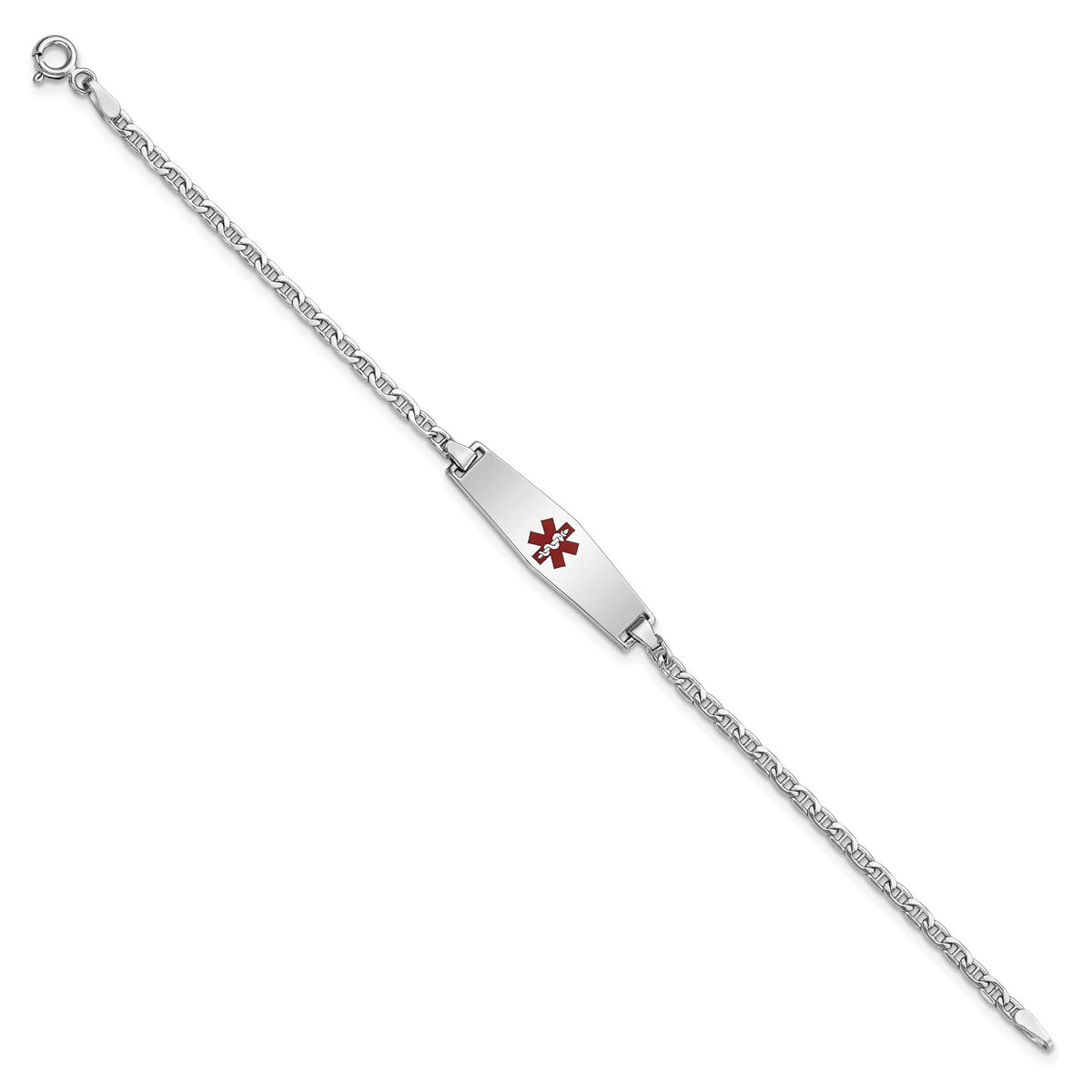 14k WG Medical Semi-Solid Soft Diamond Shape Enamel Anchor Link ID Bracelet-XM604CCW-7