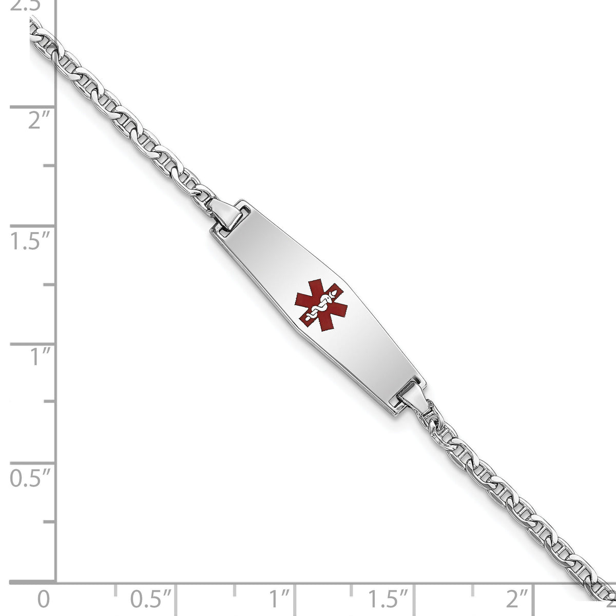 14k WG Medical Semi-Solid Soft Diamond Shape Enamel Anchor Link ID Bracelet-XM604CCW-6