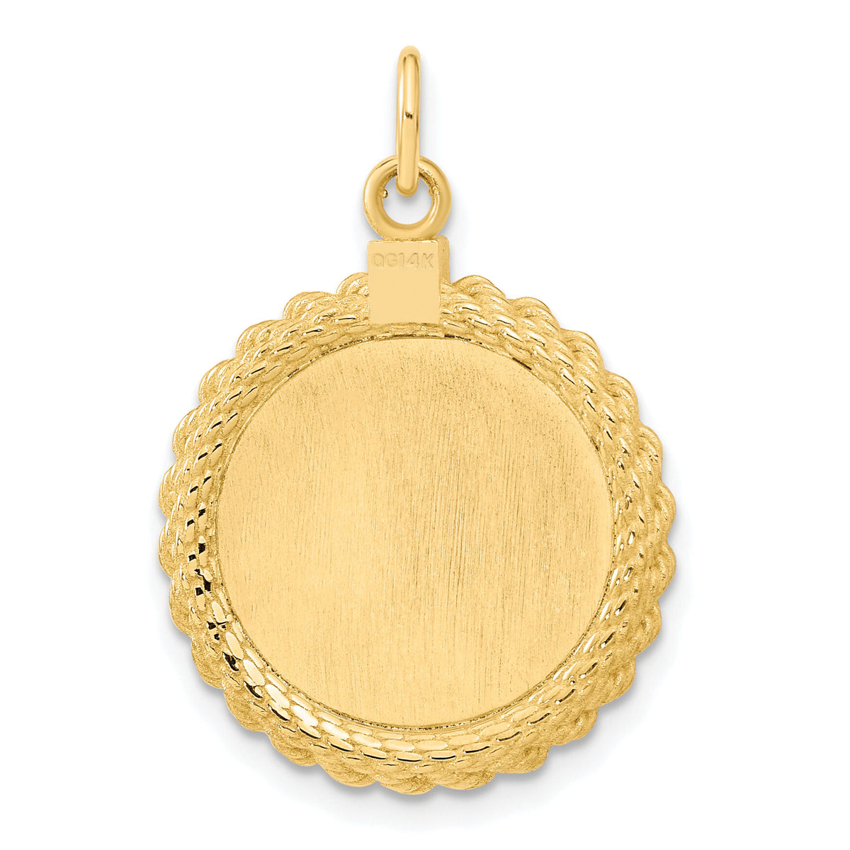 14k Plain .013 Gauge Circular Engravable Disc with Rope Charm-XM615/13
