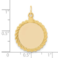 14k Plain .013 Gauge Circular Engravable Disc with Rope Charm-XM615/13