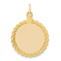 14k Plain .013 Gauge Circular Engravable Disc with Rope Charm-XM615/13