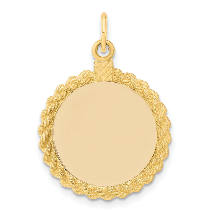 14k Plain .013 Gauge Circular Engravable Disc with Rope Charm-XM615/13