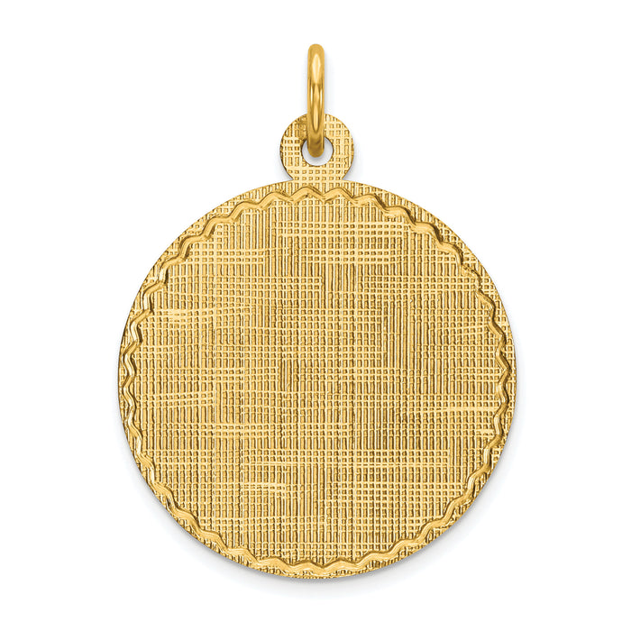 14k Patterned .013 Gauge Circular Engravable Disc Charm-XM618/13