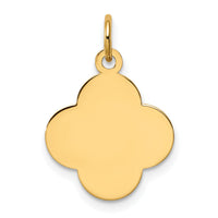 14k Plain .027 Gauge Engravable Quatrefoil Disc Charm-XM620/27