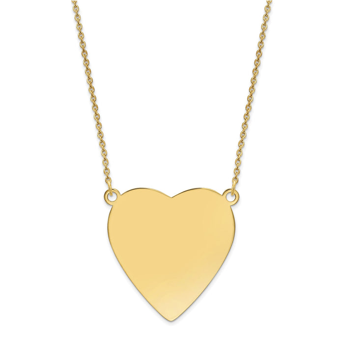 14k Plain .018 Gauge Heart Engravable Disc 18in Necklace-XM629/18-18
