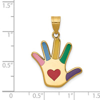 14k Enameled Autism w/Heart Handprint Pendant-XM631
