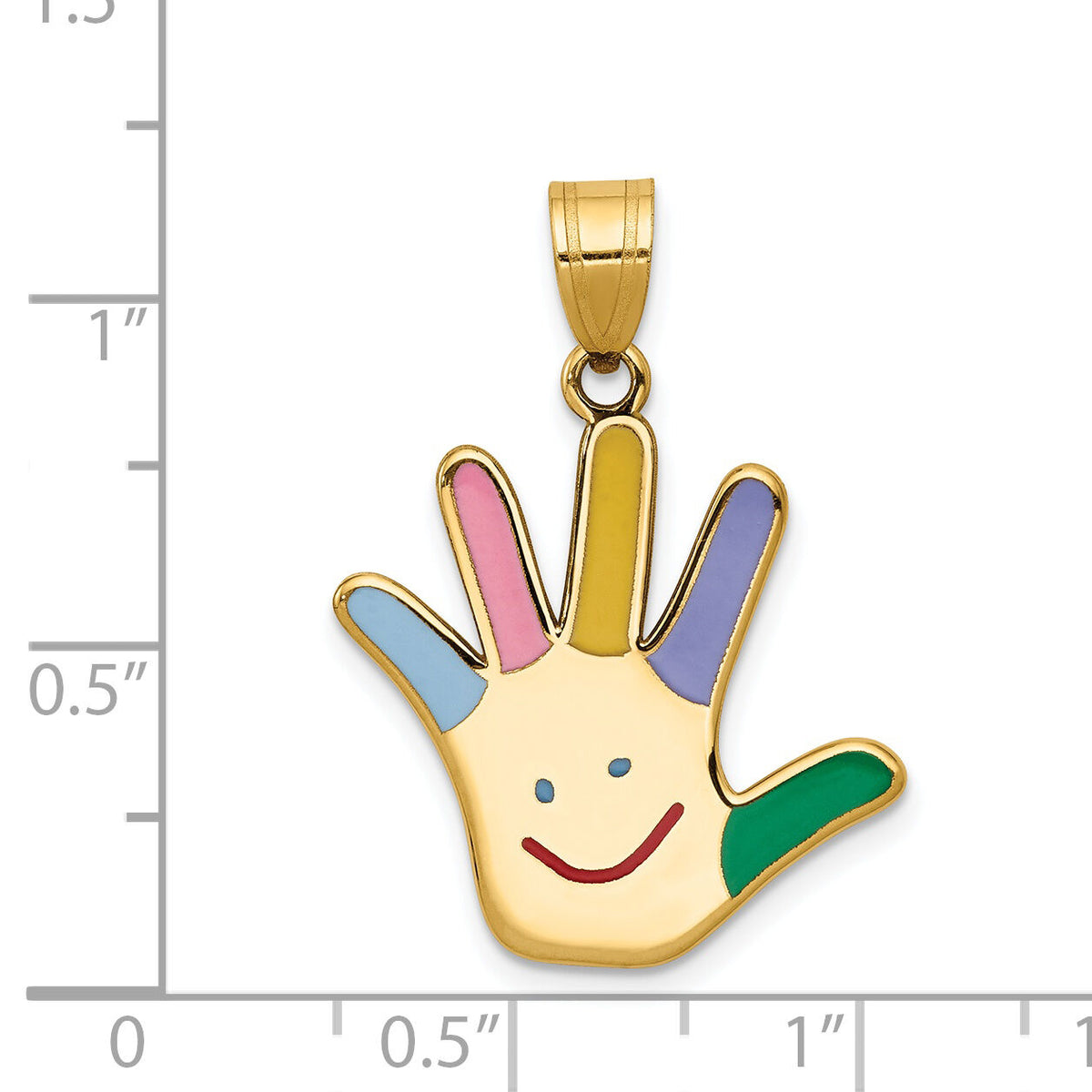 14k Enameled Autism w/Happy Face Handprint Pendant-XM633