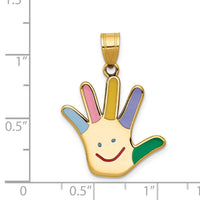 14k Enameled Autism w/Happy Face Handprint Pendant-XM633