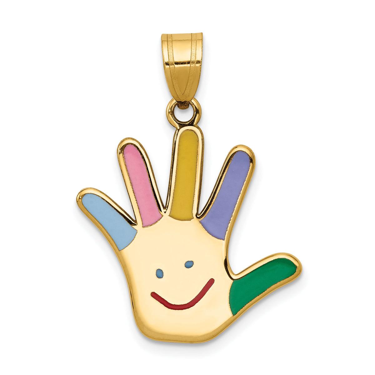 14k Enameled Autism w/Happy Face Handprint Pendant-XM633