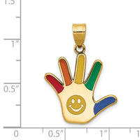 14k Enameled Autism w/Smiley Face Handprint Pendant-XM634