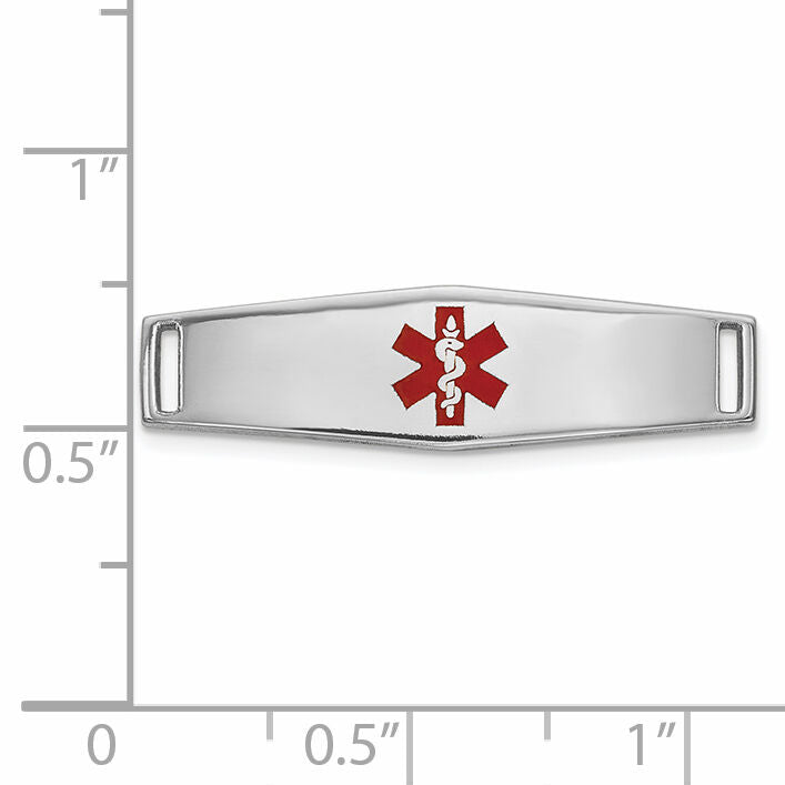14K WG Epoxy Enameled Medical ID Ctr Soft Diamond Shape Plate # 816-XM639W