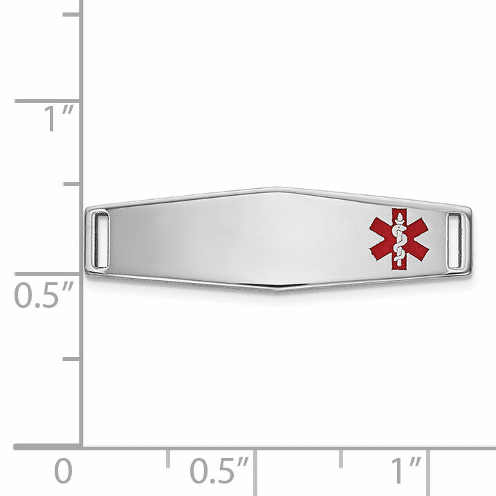 14K WG Epoxy Enameled Medical ID Off Ctr Soft Diamond Shape Plate # 816-XM641W
