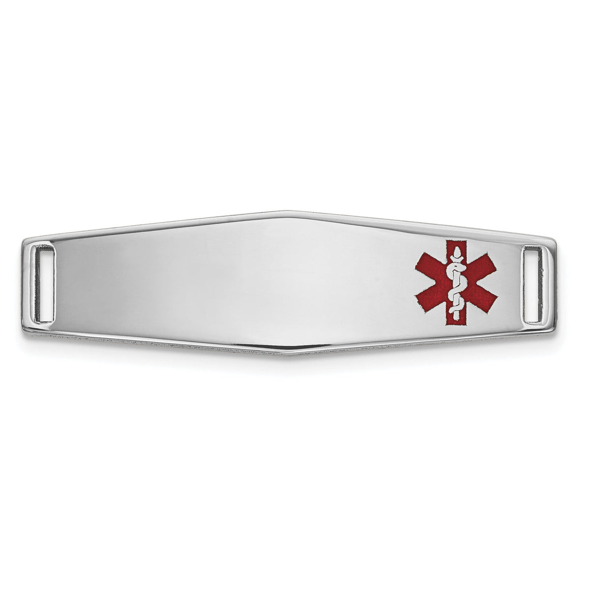 14K WG Epoxy Enameled Medical ID Off Ctr Soft Diamond Shape Plate # 816-XM641W