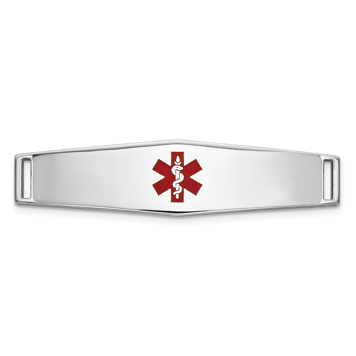 14K WG Epoxy Enameled Medical ID Ctr Soft Diamond Shape Plate # 817-XM643W