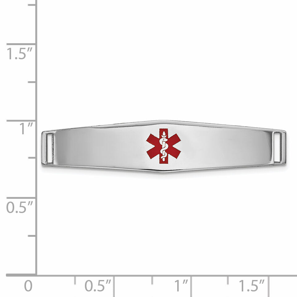 14K WG Epoxy Enameled Medical ID Ctr Soft Diamond Shape Plate # 818-XM647W