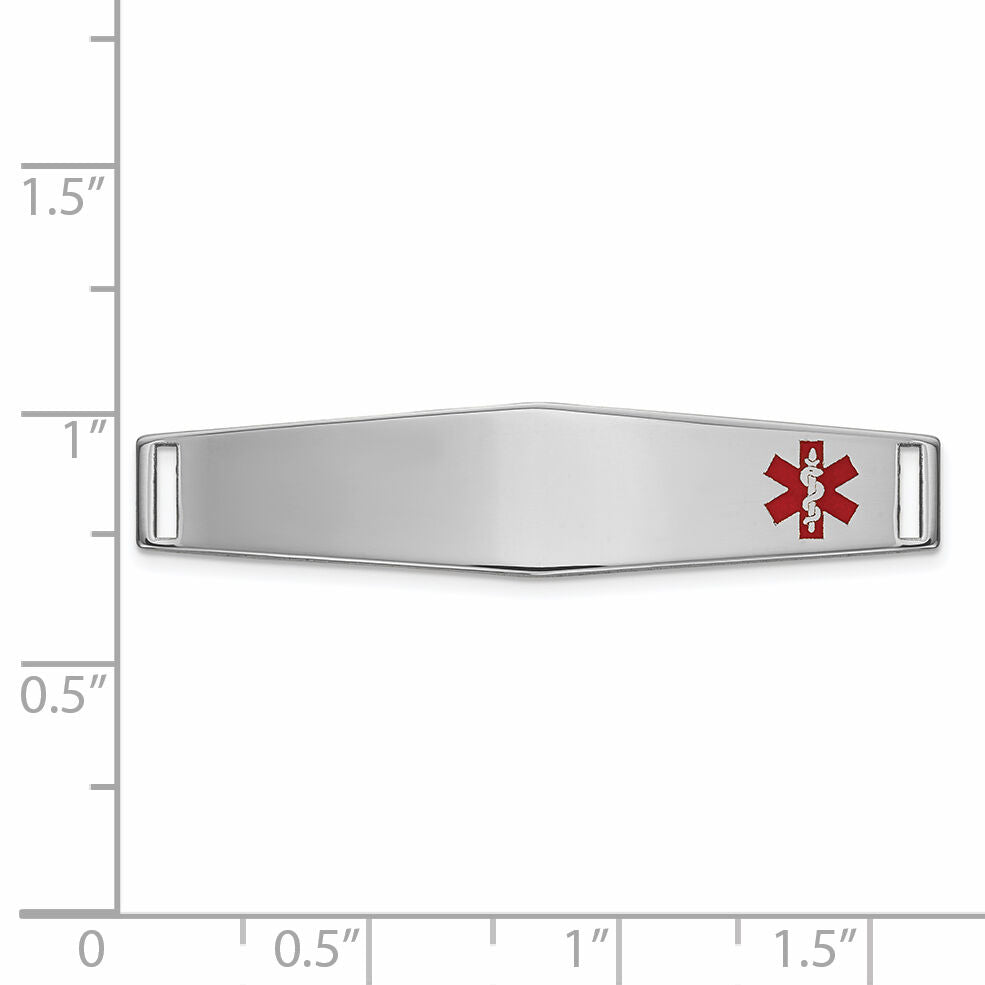 14K WG Epoxy Enameled Medical ID Off Ctr Soft Diamond Shape Plate # 818-XM649W