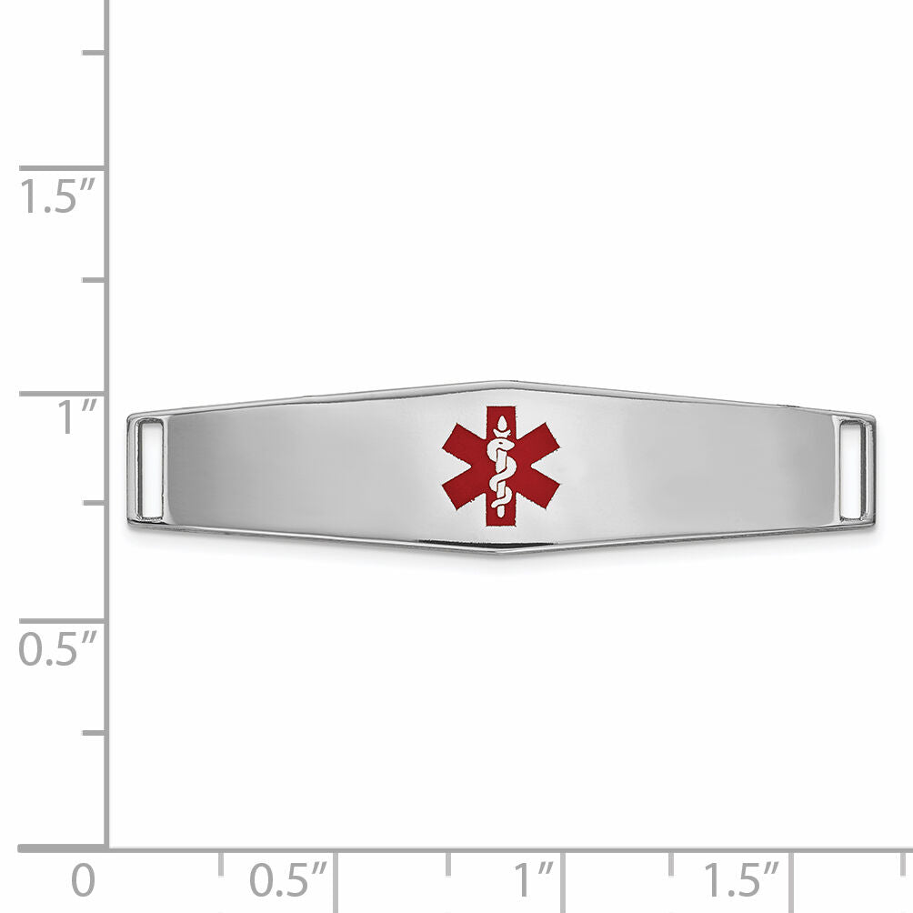 14K WG Epoxy Enameled Medical ID Ctr Soft Diamond Shape Plate # 819-XM651W