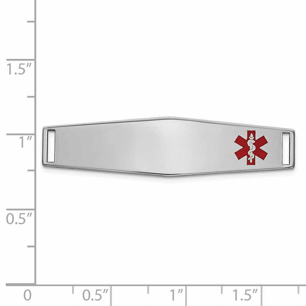 14K WG Epoxy Enameled Medical ID Off Ctr Soft Diamond Shape Plate # 819-XM653W